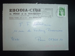 LETTRE TP SABINE 1,20 VERT OBL.MEC.2-6 1981 38 ROUSSILLON ISERE + RHODIA CLUB - Altri & Non Classificati