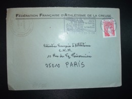 LETTRE TP SABINE 1,40 ROUGE OBL.MEC.29-3 1980 23 GUERET RP CREUSE + FEDERATION FRANCAISE D'ATHLETISME - Altri & Non Classificati