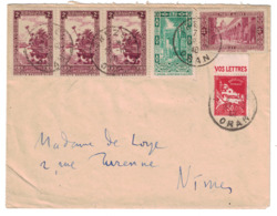 TIMBRE 79A Avec BANDE PUBLICITAIRE PUB " VOS LETTRES " (BYRRH) Sur LETTRE 1940 1F CAD TREZEL ORAN ALGERIE NIMES - Lettres & Documents