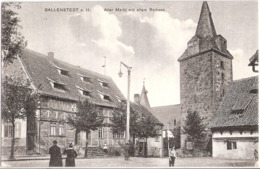 BALLENSTEDT Harz Alter Markt Mit Altem Rathaus Belebt 26.8.1915 Als Feldpost An Bataillonskommandeur Im Westen - Ballenstedt