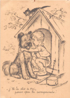 ¤¤  -  Illustrateur " Germaine BOURET " En Noir Et Blanc, Format 10 X 15  -  Peu Courant   -  Chien Et Chat -  ¤¤ - Bouret, Germaine