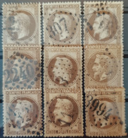 FRANCE 1867 - Canceled - YT 30 - Collection Of 9! - 1863-1870 Napoleon III Gelauwerd