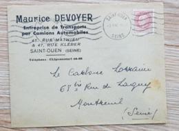 FRANCE, Camion, Camions, Camionette,Lettre Publicitaire MAURICE DENOYER Entreprise De Transports Par Camions Automobiles - Vrachtwagens