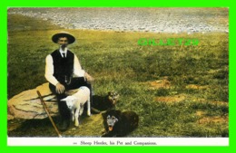 YELLOWSTONE, WY - SHEEP HERDER, HIS PET - SCENE NEAR YELLOWSTONE NATIONAL PARK - PUB. BY SCHEUBER DRUG CO - - Yellowstone