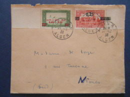 1938 - LETTRE ALGÉRIE CAD De ALGER RP Avec AFFRANCHISSEMENT COMPOSÉ Pour NIMES FRANCE - Cartas & Documentos