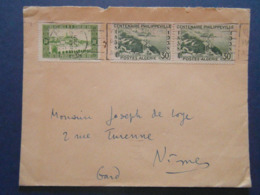 1939 - LETTRE ALGÉRIE CAD De ALGER RP OMEC Avec AFFRANCHISSEMENT COMPOSÉ Pour NIMES FRANCE - Covers & Documents