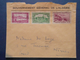 1939 - LETTRE ALGÉRIE CAD De ALGER RP OMEC Avec AFFRANCHISSEMENT COMPOSÉ Pour NIMES FRANCE ENTETE GOUVERNEMENT GÉNÉRAL - Brieven En Documenten