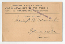 67 Strasbourg Pub Quincaillerie En Gros Wohlfahrt Fritsch 41 Fossé Des Treize Cachet 25 Rue Kageneck - Strasbourg