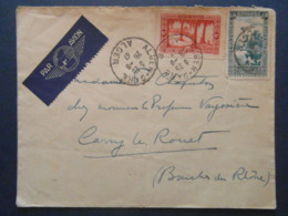 1937 - LETTRE ALGÉRIE CAD De ALGER GARE Avec AFFRANCHISSEMENT COMPOSÉ Pour NIMES FRANCE PAR AVION - Covers & Documents