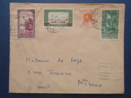 1938 - LETTRE ALGÉRIE CAD De ALGER GARE Avec AFFRANCHISSEMENT COMPOSÉ Pour NIMES FRANCE - Storia Postale