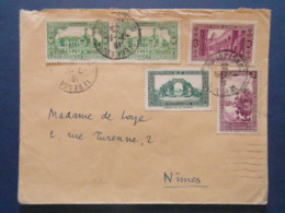 1936 - LETTRE ALGÉRIE CAD De TEBESSA CONSTANTINE Avec AFFRANCHISSEMENT COMPOSÉ Pour NIMES FRANCE PAR AVION - Covers & Documents