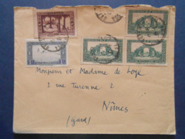 1936 - LETTRE ALGÉRIE CAD De TEBESSA CONSTANTINE Avec AFFRANCHISSEMENT COMPOSÉ Pour NIMES FRANCE PAR AVION - Brieven En Documenten