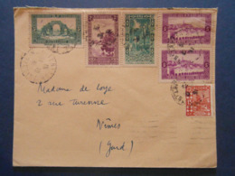 1936 - LETTRE ALGÉRIE CAD De TEBESSA CONSTANTINE Avec AFFRANCHISSEMENT COMPOSÉ Pour NIMES FRANCE PAR AVION - Cartas & Documentos