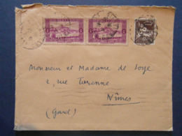1936 - LETTRE ALGÉRIE CAD De TEBESSA CONSTANTINE Avec AFFRANCHISSEMENT COMPOSÉ Pour NIMES FRANCE PAR AVION - Covers & Documents