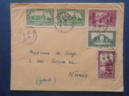 1936 - LETTRE ALGÉRIE CAD De TEBESSA CONSTANTINE Avec AFFRANCHISSEMENT COMPOSÉ Pour NIMES FRANCE PAR AVION - Lettres & Documents