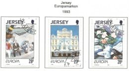 Großbritannien / Jersey  1993  Mi.Nr. 612 / 614 , EUROPA CEPT - Zeitgenössische Kunst - Gestempelt / Fine Used / (o) - 1993