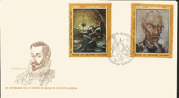 V) 1972 CARIBBEAN, 425th ANNIVERSARY OF THE BIRTH OF MIGUEL DE CERVANTES SAAVEDRA, SPANISH AUTHOR, PAINTINGS BY A. FERNA - Storia Postale