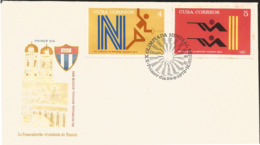 V) 1972 CARIBBEAN, XX SUMMER OLYMPICS, MUNICH, N - FENCING, I - RIFLE SHOOTING, WITH SLOGAN CANCELATION IN BLACK, FDC - Covers & Documents