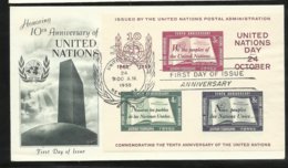 Nations Unies 10 ème Ann. Bloc N° 1 Lettre FDC Premier Jour New York Le 24/10/1955  TB Seul En Vente Sur Le Site   - Blokken & Velletjes