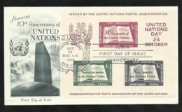 Nations Unies 10 ème Ann. Bloc N° 1 Lettre FDC Premier Jour New York Le 24/10/1955  TB Seul En Vente Sur Le Site - FDC