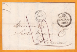1857 - Lettre Pliée Avec Correspondance En Italien De London, GB Vers Firenze, Italie - VIA Calais Et Paris, France - Postmark Collection