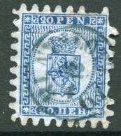 FINLAND 1866 20 P.. Deep Blue/blue Roulette III, Used. Michel 8 Cx - Oblitérés