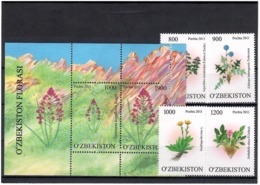 Uzbekistan 2011.Flowers . 4v+S/S; 800,900,1000,1200+1000/1900.   Michel # 923-26 + BL 59 - Usbekistan