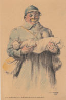 Illustration : Un Poilu Tenant Un Nourrisson - Pub : Bec Visseaux - ( Illust. Luchard ) - War 1914-18