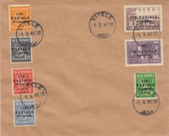 Finland Eastern Karelia 1.X.1941 - Complete Set Of Overprinted Military Stamps On FDC - Militares