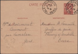France 1941. Entier Postal Isle Jourdain, Gers, à Fleury, Eure. 80 C Iris. Oblitération Superbe - 1939-44 Iris
