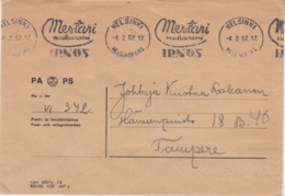 Finland 1957 - Official Postal Cover With Mechanical Cancellation Advertising Macaroni - Dienstzegels