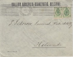 Finland 1909 - Local Commercial Cover - With A Pair Of 5p First Provisional Issue Of 1901 Eagle Stamps - Covers & Documents