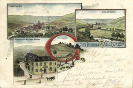 VICHT B. Stolberg, Restauration Wwe. Franz Meuthen, Panorama (1899) Litho-AK - Stolberg