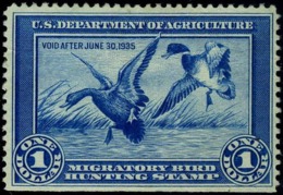 US RW1 VF Mint No Gum Duck Stamp From 1934 - Duck Stamps