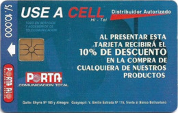 Ecuador - Porta - Use A Cell (Blue), 10.000Sucre, 50.000ex, Used - Equateur