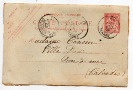 Entier- 124 CP1 Mouchon Retouché 10c Rose Sur Vert-1903-cachets Ronds BAYE-51--LION SUR MER-14- - Standard Postcards & Stamped On Demand (before 1995)