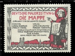 Old Poster Stamp Cinderella Reklamemarke Erinnofili Vignette Die Mappe The Map Newspaper Zeitung Printing Company. - Erinnofilia