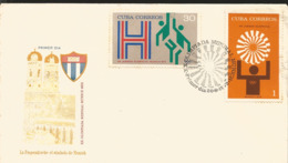 V) 1972 CARIBBEAN, XX SUMMER OLYMPICS, MUNICH, H- BASKETBALL, ATHLETE, EMBLEMS, WITH SLOGAN CANCELATION IN BLACK, FDC - Lettres & Documents