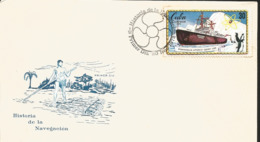V) 1972 CARIBBEAN, NAVIGATION HISTORY, HISTORIC SHIPS, ATOMIC ICEBREAKER LENIN,  WITH SLOGAN CANCELATION IN BLACK, FDC - Storia Postale