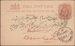 Inde 1904. Entier Réponse, Adresse Et Texte En Arabe. De Ranbir Singh Pura à Amritsar - 1902-11 Roi Edouard VII