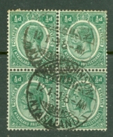 Nyasaland: 1913/21   KGV     SG84    ½d   Blue-green   Used Block Of 4 - Nyassaland (1907-1953)