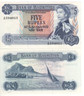 MAURITIUS   5 Rupees   ( Queen Elizabeth II )  P30c       ND 1967   UNC - Maurice