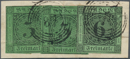 Baden - Marken Und Briefe: 1851/53, Ziffernausgabe 6 Kr. Schwarz Auf Grün Und Zweimal 1853, 3 Kr. Sc - Otros & Sin Clasificación