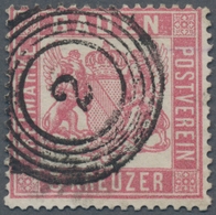 Baden - Marken Und Briefe: 1862, 3 Kreuzer Rosa Gezähnt K 13 1/2 Entwertet Mit 5-Ringstempel "2" Von - Autres & Non Classés