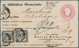 Baden - Ganzsachen: 1863, Ganzsachenumschlag 3 Kr. Rosa Mit 2x 1 Kr. Schwarz Und Nachnahme-Vordruck - Sonstige & Ohne Zuordnung