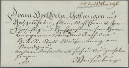 Bayern - Vorphilatelie: 1796, "von. Rothenburg.a.d.t." Seltener L1 Auf Kabinett-Faltbrief Mit Rücks. - Vorphilatelie