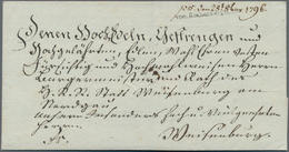 Bayern - Vorphilatelie: 1796, "von. Rothenburg.a.d.t." Seltener L1 Auf Kabinett-Faltbrief Mit Rücks. - Prephilately