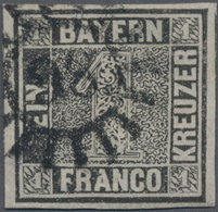 Bayern - Marken Und Briefe: 1849, "Schwarzer Einser", 1 Kreuzer Grauschwarz, Platte 1, Entwertet Mit - Altri & Non Classificati