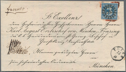 Bayern - Marken Und Briefe: 1850, Ziffern 3 Kr. Blau Auf BISCHOFBRIEF Mit Kleinem K1 "PEISS 14 9 (18 - Otros & Sin Clasificación