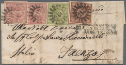 Bayern - Marken Und Briefe: 1855, 1 Kr. Rosa (2), 6 Kr. Braun Und 9 Kr. Grün, Dreifarbenfrankatur Au - Autres & Non Classés